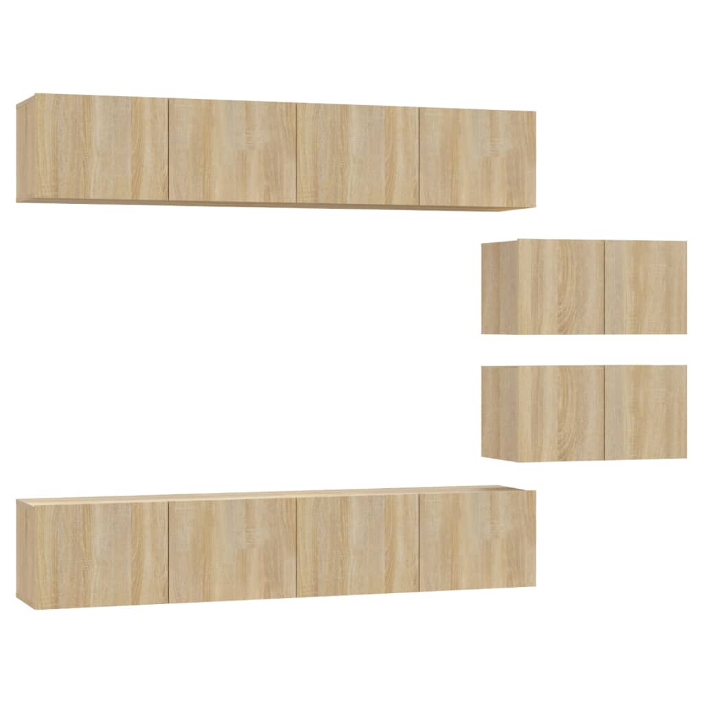 6-delige Tv-meubelset bewerkt hout sonoma eikenkleurig is nu te koop bij PeponiXL, paradijselijk wonen!