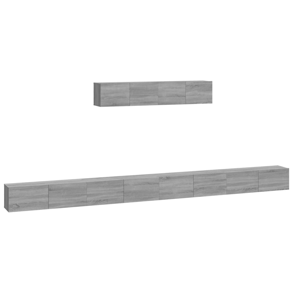 6-delige Tv-meubelset bewerkt hout grijs sonoma eikenkleurig is nu te koop bij PeponiXL, paradijselijk wonen!