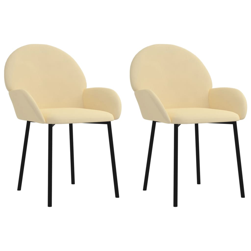 Eetkamerstoelen 2 st fluweel crèmekleurig is nu te koop bij PeponiXL, paradijselijk wonen!