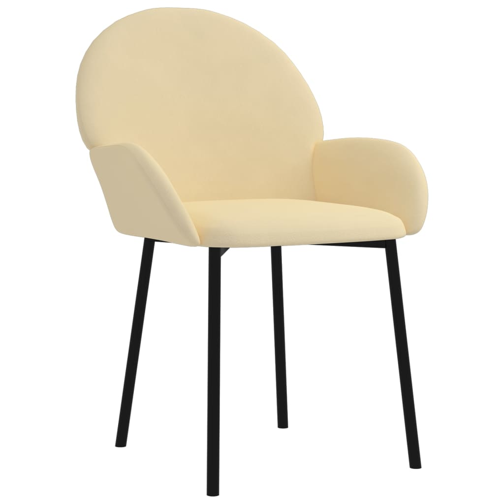 Eetkamerstoelen 2 st fluweel crèmekleurig is nu te koop bij PeponiXL, paradijselijk wonen!