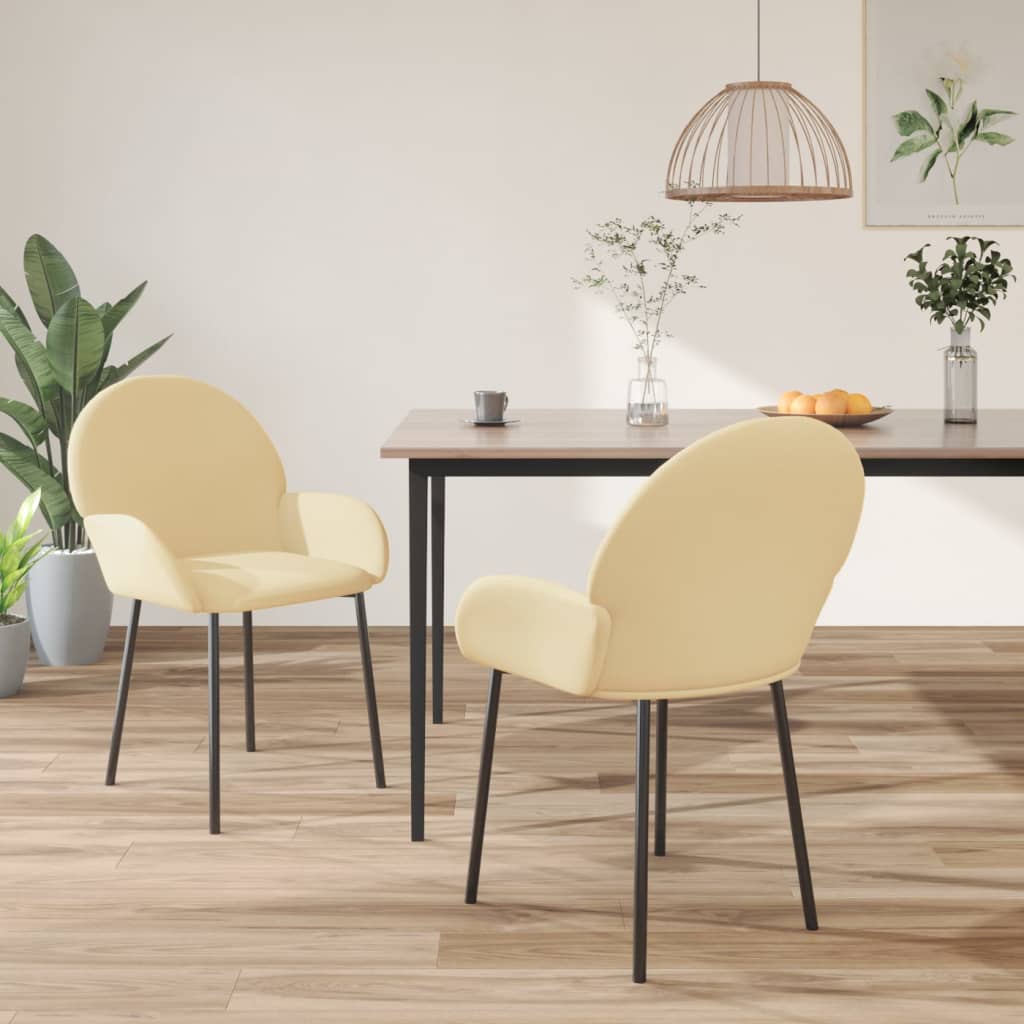 Eetkamerstoelen 2 st fluweel crèmekleurig is nu te koop bij PeponiXL, paradijselijk wonen!