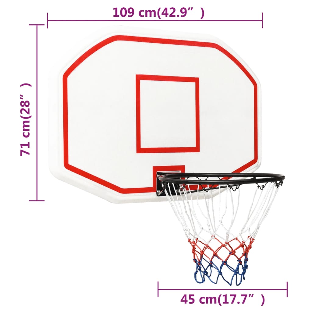 Basketbalbord 109x71x3 cm polyetheen wit is nu te koop bij PeponiXL, paradijselijk wonen!