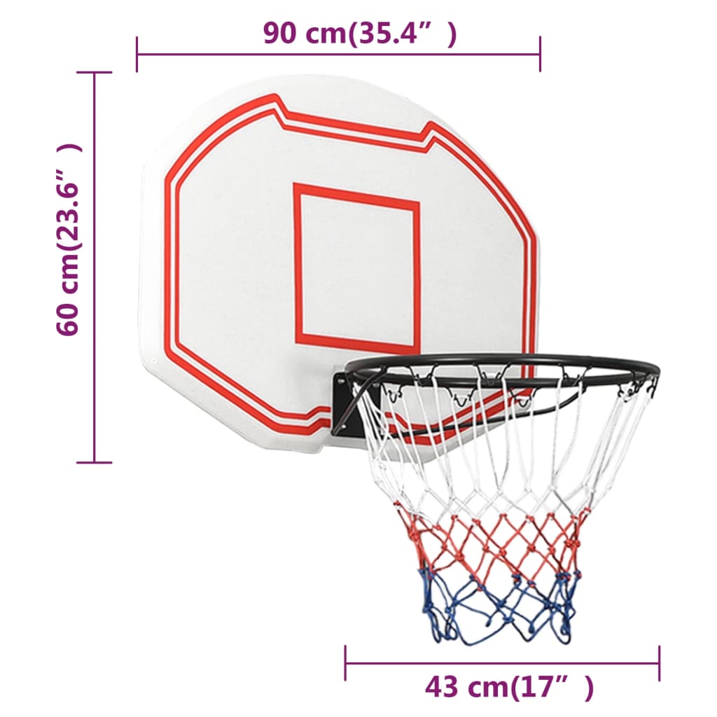 Basketbalbord 90x60x2 cm polyetheen wit is nu te koop bij PeponiXL, paradijselijk wonen!