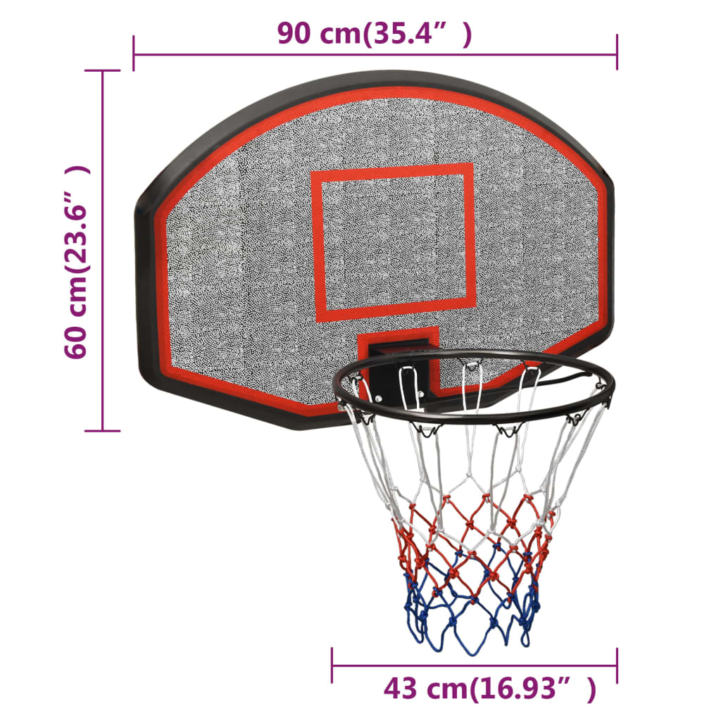 Basketbalbord 90x60x2 cm polyetheen zwart is nu te koop bij PeponiXL, paradijselijk wonen!