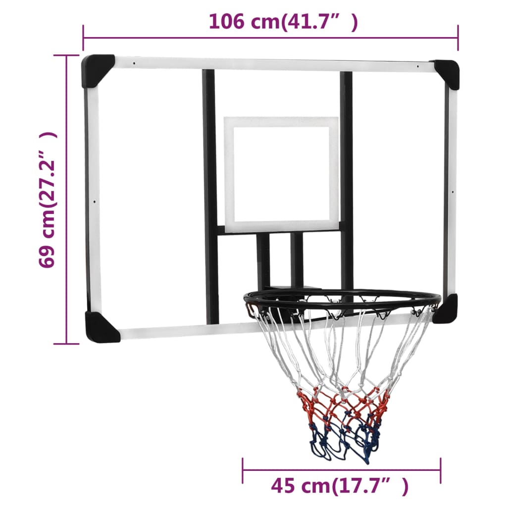 Basketbalbord 106x69x3 cm polycarbonaat transparant is nu te koop bij PeponiXL, paradijselijk wonen!