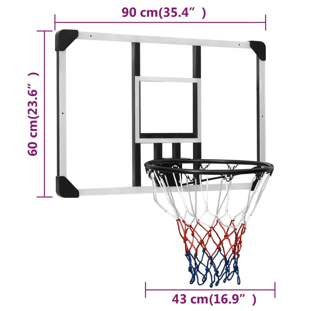 Basketbalbord 90x60x2,5 cm polycarbonaat transparant is nu te koop bij PeponiXL, paradijselijk wonen!