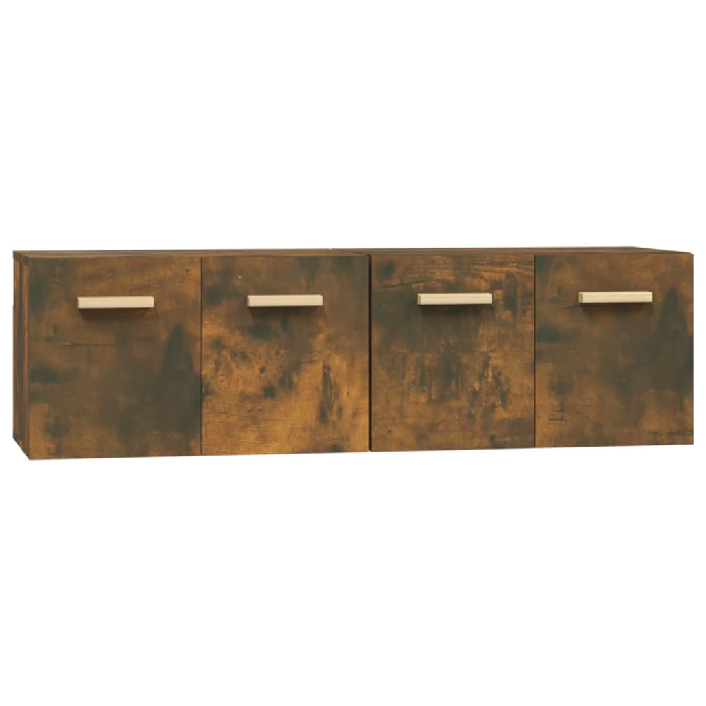 Wandkasten 2 st 60x36,5x35 cm bewerkt hout gerookt eikenkleurig is nu te koop bij PeponiXL, paradijselijk wonen!