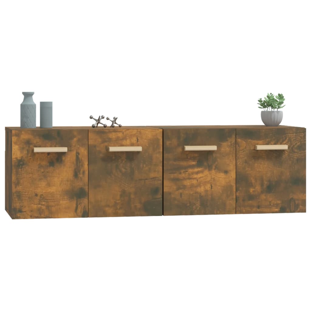 Wandkasten 2 st 60x36,5x35 cm bewerkt hout gerookt eikenkleurig is nu te koop bij PeponiXL, paradijselijk wonen!