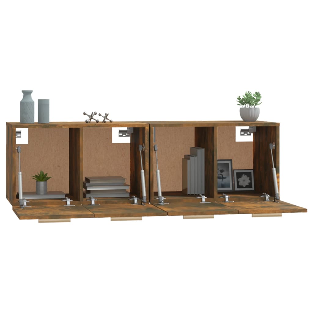 Wandkasten 2 st 60x36,5x35 cm bewerkt hout gerookt eikenkleurig is nu te koop bij PeponiXL, paradijselijk wonen!