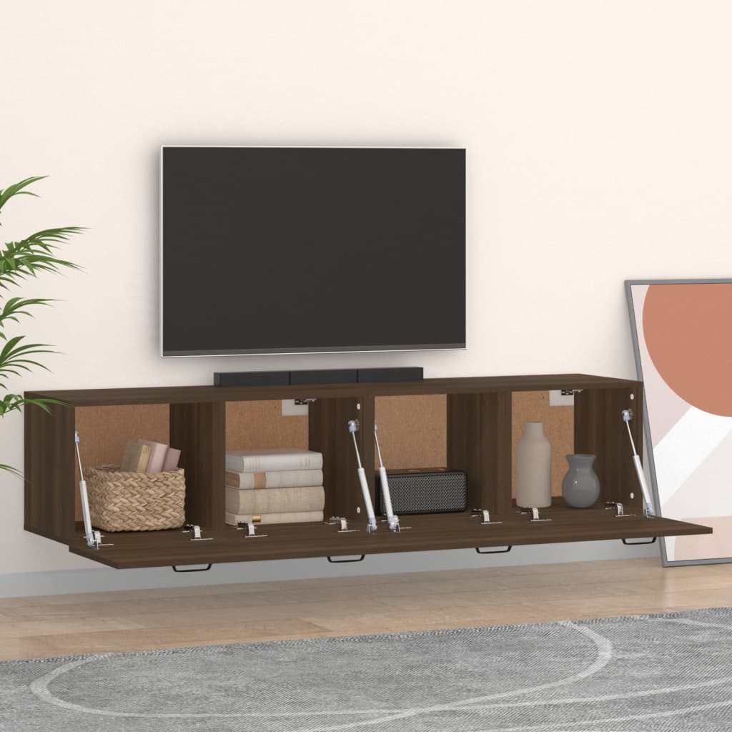 Wandkasten 2 st 60x36,5x35 cm bewerkt hout bruin eikenkleur is nu te koop bij PeponiXL, paradijselijk wonen!