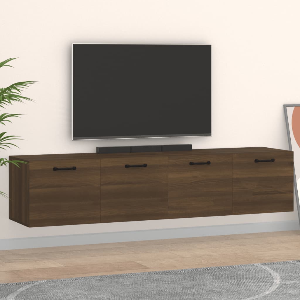 Wandkasten 2 st 60x36,5x35 cm bewerkt hout bruin eikenkleur is nu te koop bij PeponiXL, paradijselijk wonen!