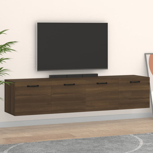 Wandkasten 2 st 60x36,5x35 cm bewerkt hout bruin eikenkleur is nu te koop bij PeponiXL, paradijselijk wonen!