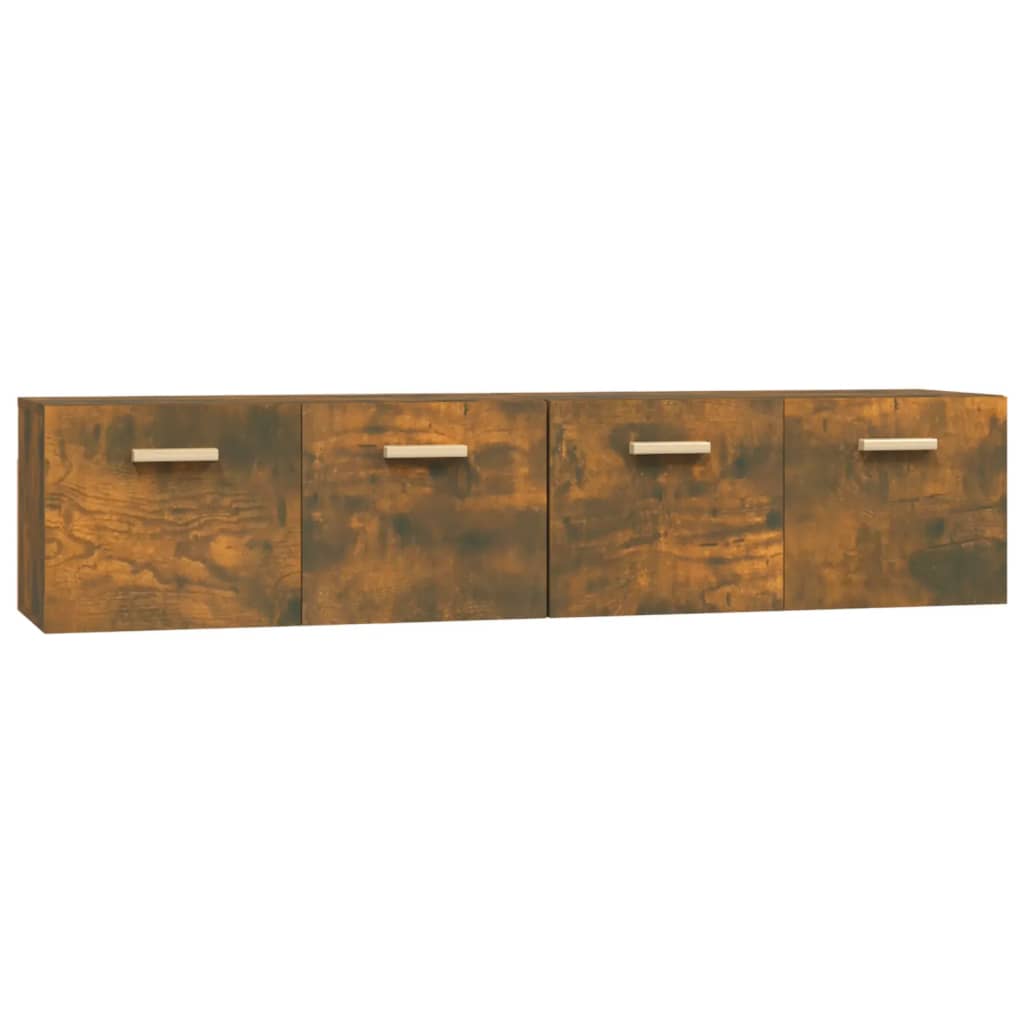 Wandkasten 2 st 80x35x36,5 cm bewerkt hout gerookt eikenkleur is nu te koop bij PeponiXL, paradijselijk wonen!