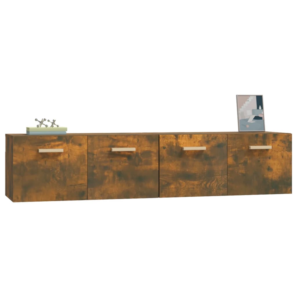 Wandkasten 2 st 80x35x36,5 cm bewerkt hout gerookt eikenkleur is nu te koop bij PeponiXL, paradijselijk wonen!