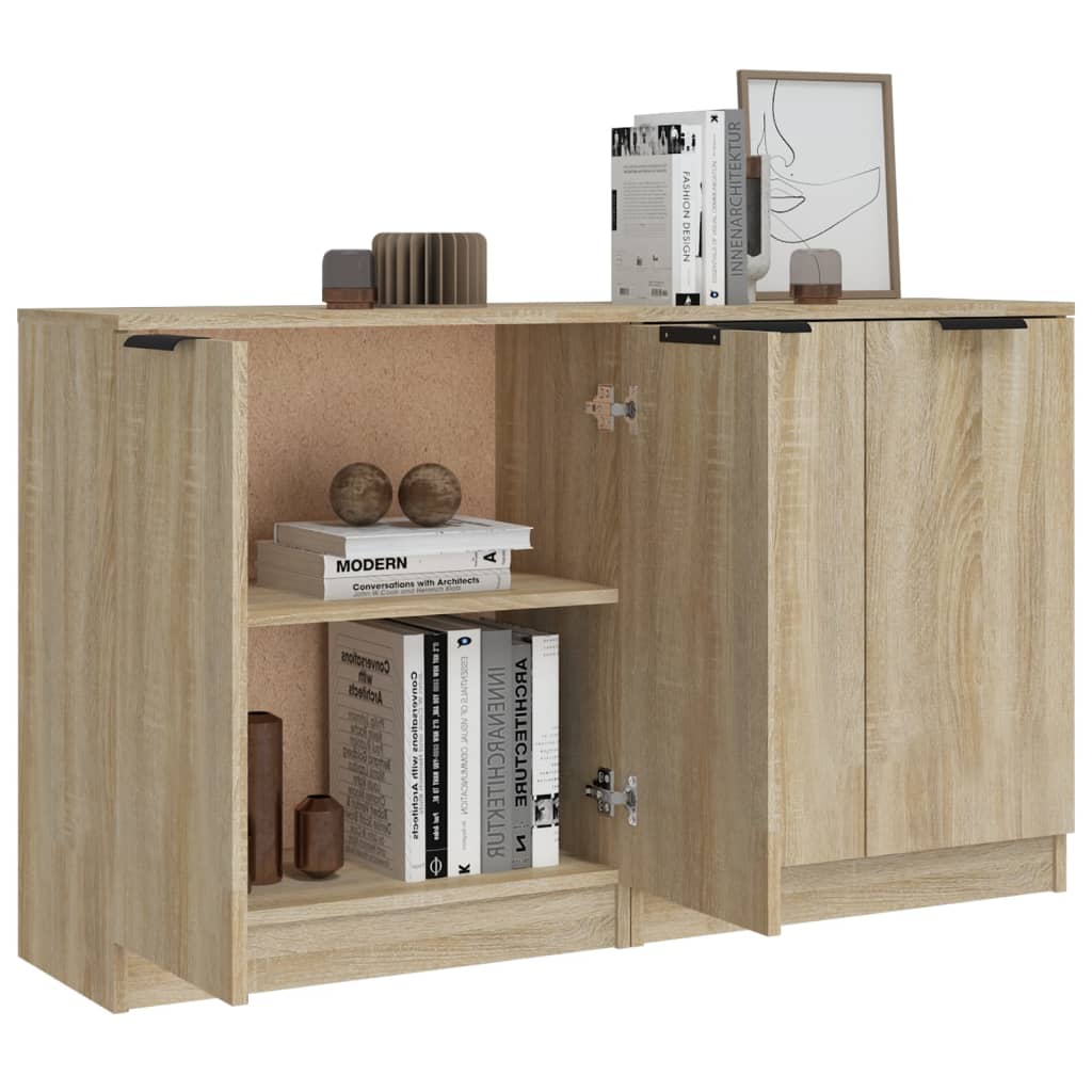 Dressoirs 2 st 60x30x70 cm bewerkt hout sonoma eikenkleurig is nu te koop bij PeponiXL, paradijselijk wonen!