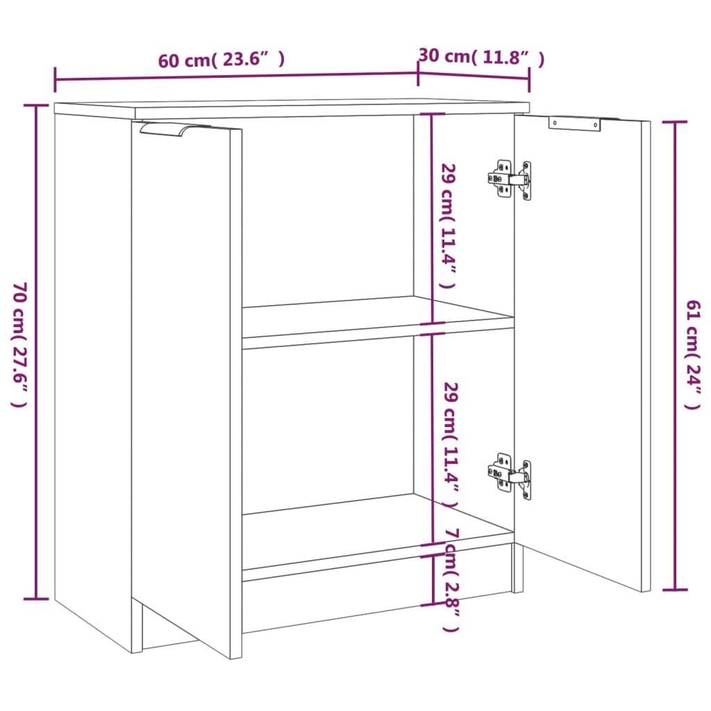 Dressoirs 2 st 60x30x70 cm bewerkt hout betongrijs is nu te koop bij PeponiXL, paradijselijk wonen!