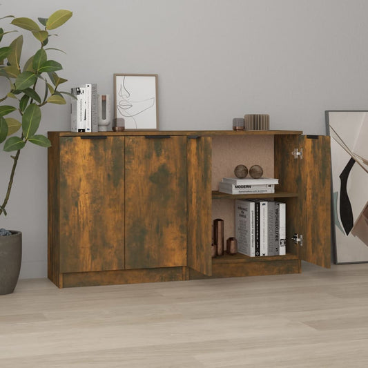 Dressoirs 2 st 60x30x70 cm bewerkt hout gerookt eikenkleurig is nu te koop bij PeponiXL, paradijselijk wonen!