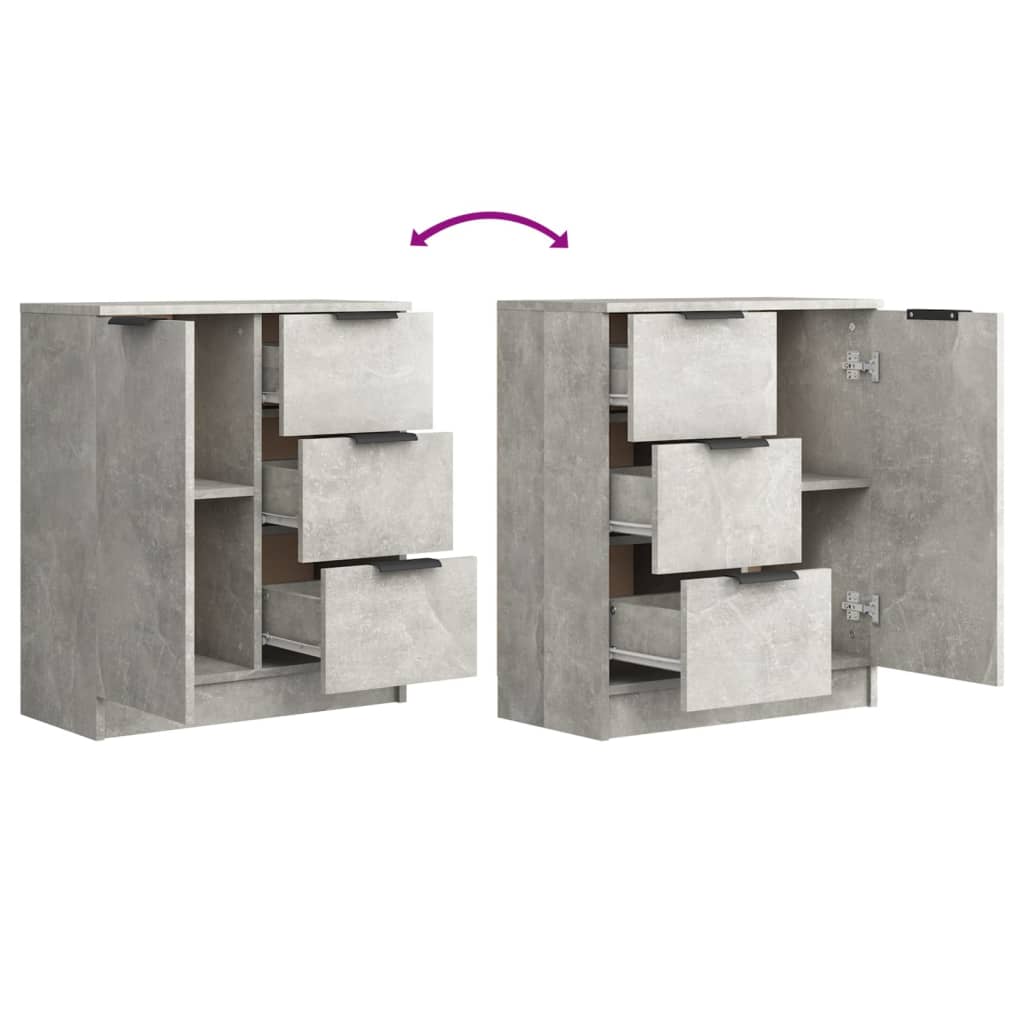 Dressoirs 2 st 60x30x70 cm bewerkt hout betongrijs is nu te koop bij PeponiXL, paradijselijk wonen!