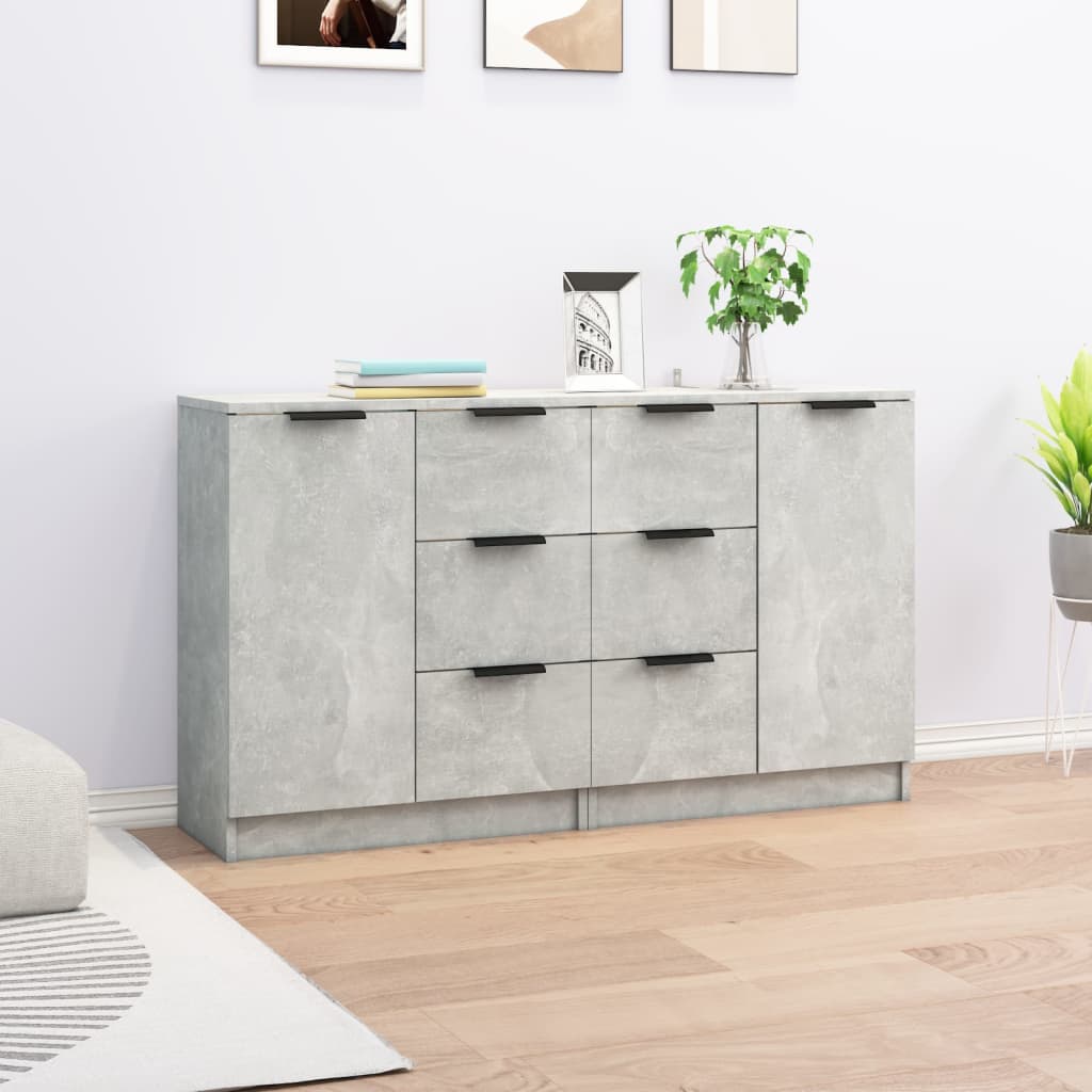 Dressoirs 2 st 60x30x70 cm bewerkt hout betongrijs is nu te koop bij PeponiXL, paradijselijk wonen!