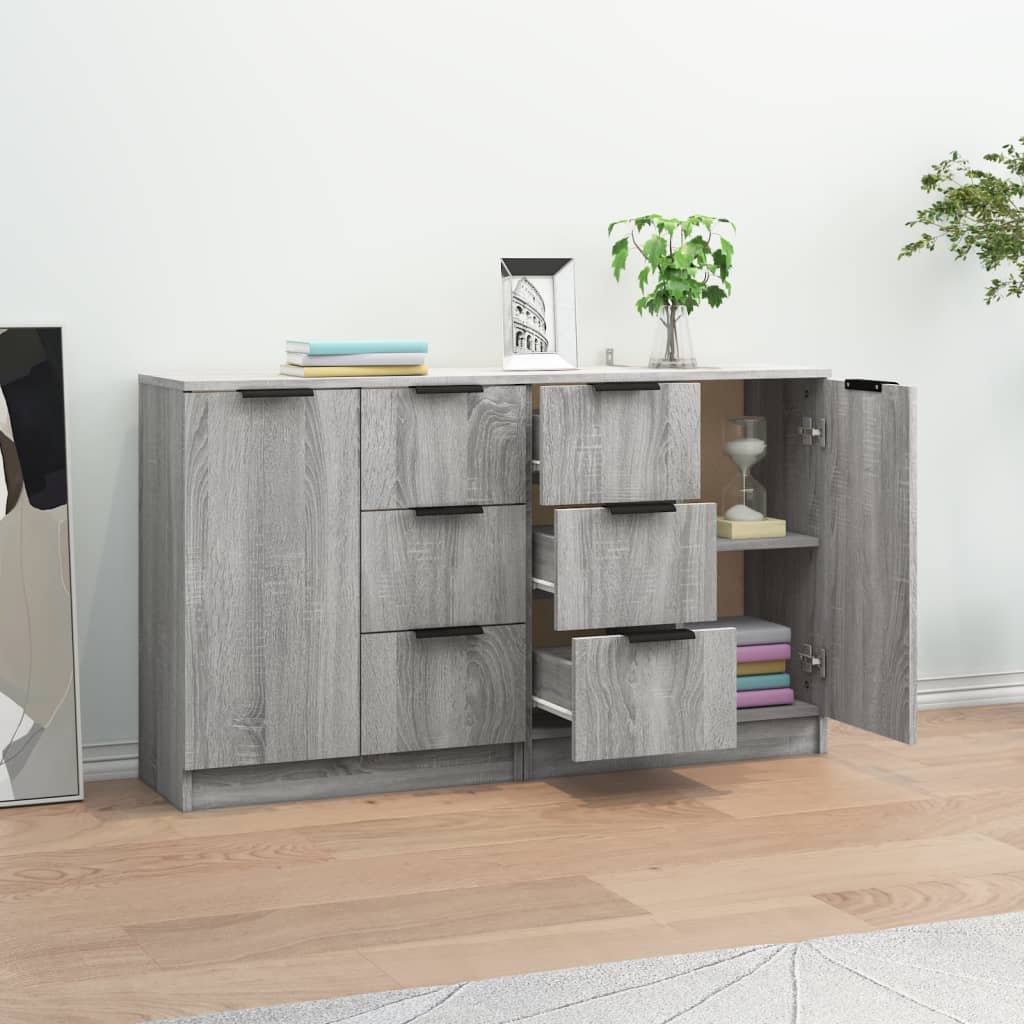 Dressoirs 2 st 60x30x70 cm bewerkt hout grijs sonoma eiken is nu te koop bij PeponiXL, paradijselijk wonen!