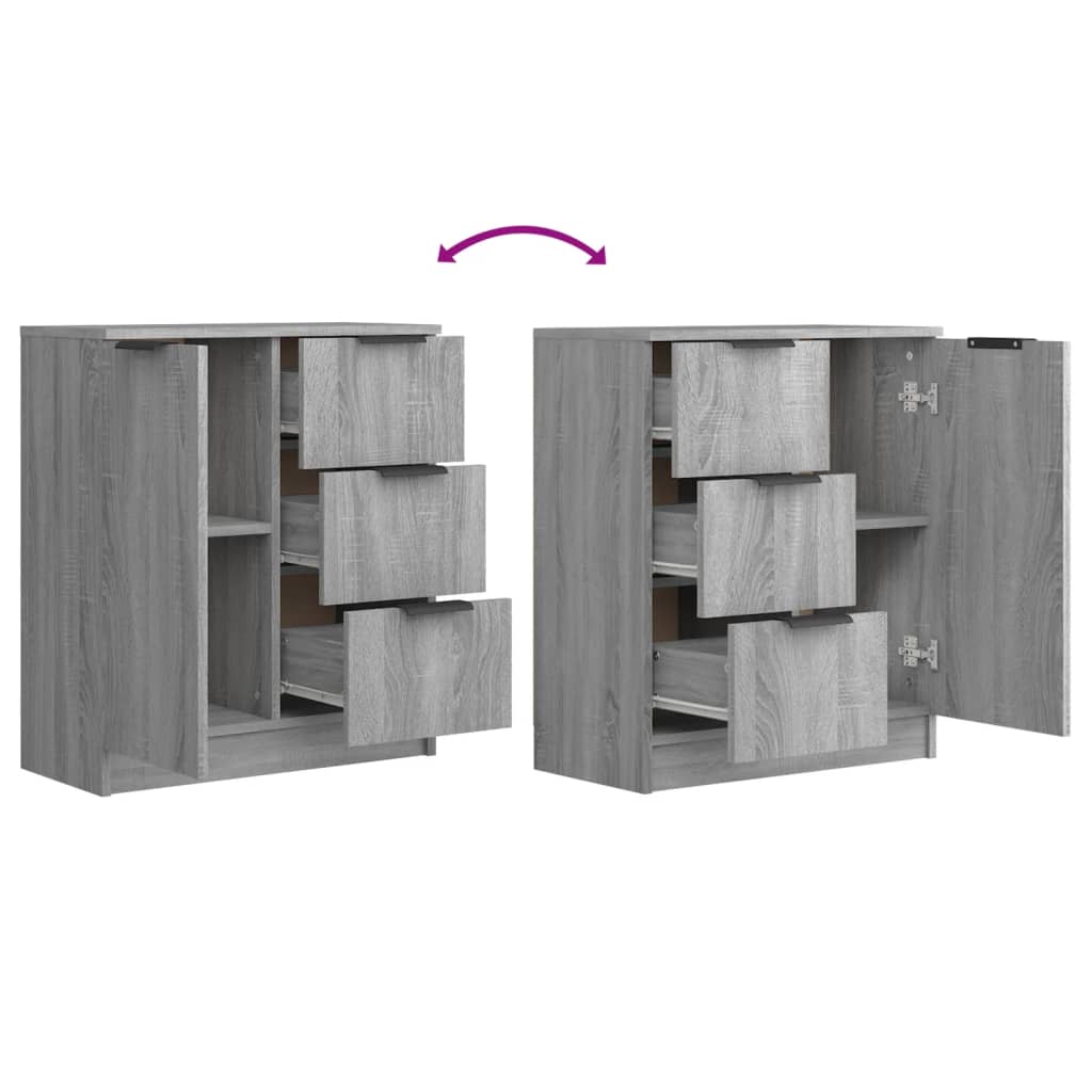 Dressoirs 2 st 60x30x70 cm bewerkt hout grijs sonoma eiken is nu te koop bij PeponiXL, paradijselijk wonen!