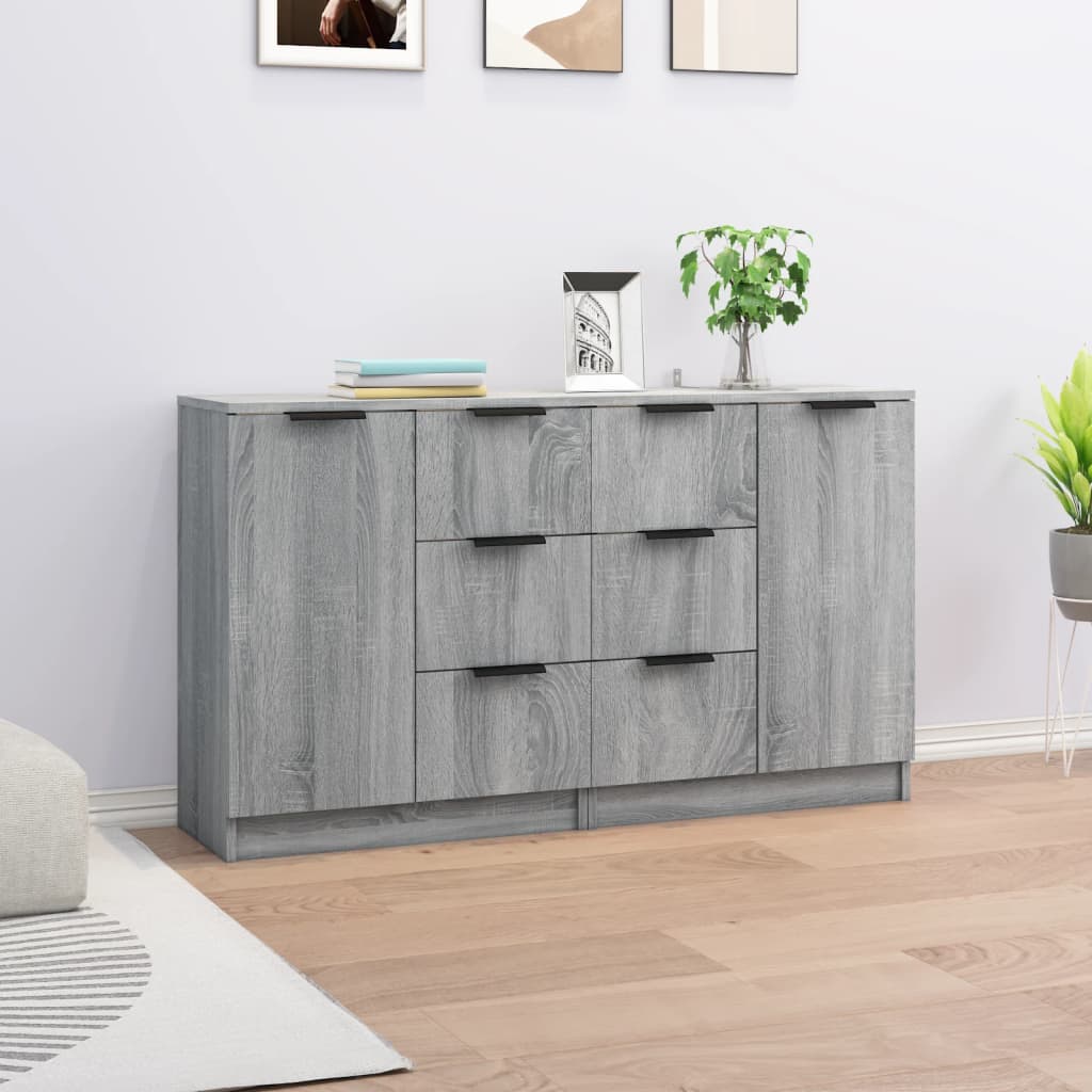 Dressoirs 2 st 60x30x70 cm bewerkt hout grijs sonoma eiken is nu te koop bij PeponiXL, paradijselijk wonen!