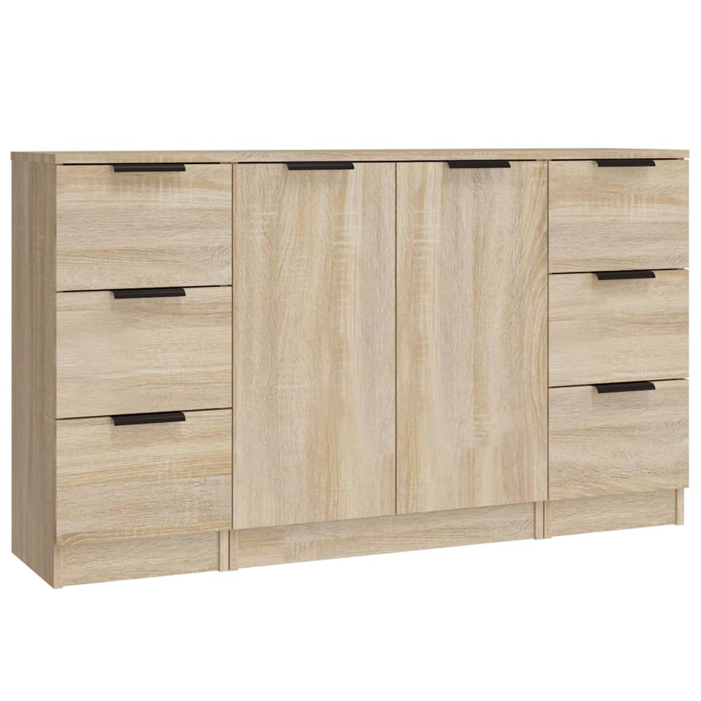 Dressoirs 3 st bewerkt hout sonoma eiken is nu te koop bij PeponiXL, paradijselijk wonen!