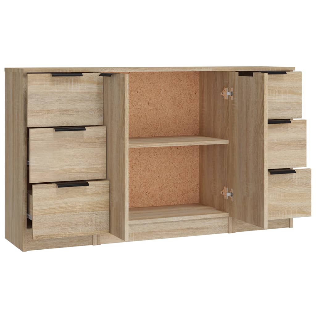 Dressoirs 3 st bewerkt hout sonoma eiken is nu te koop bij PeponiXL, paradijselijk wonen!