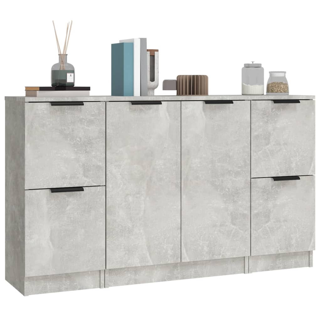Dressoirs 3 st bewerkt hout betongrijs is nu te koop bij PeponiXL, paradijselijk wonen!