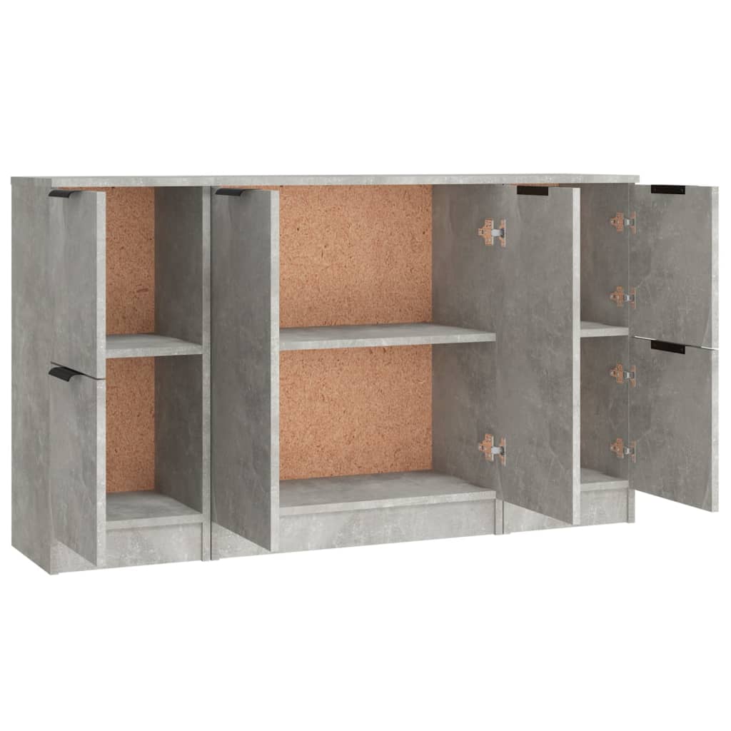 Dressoirs 3 st bewerkt hout betongrijs is nu te koop bij PeponiXL, paradijselijk wonen!