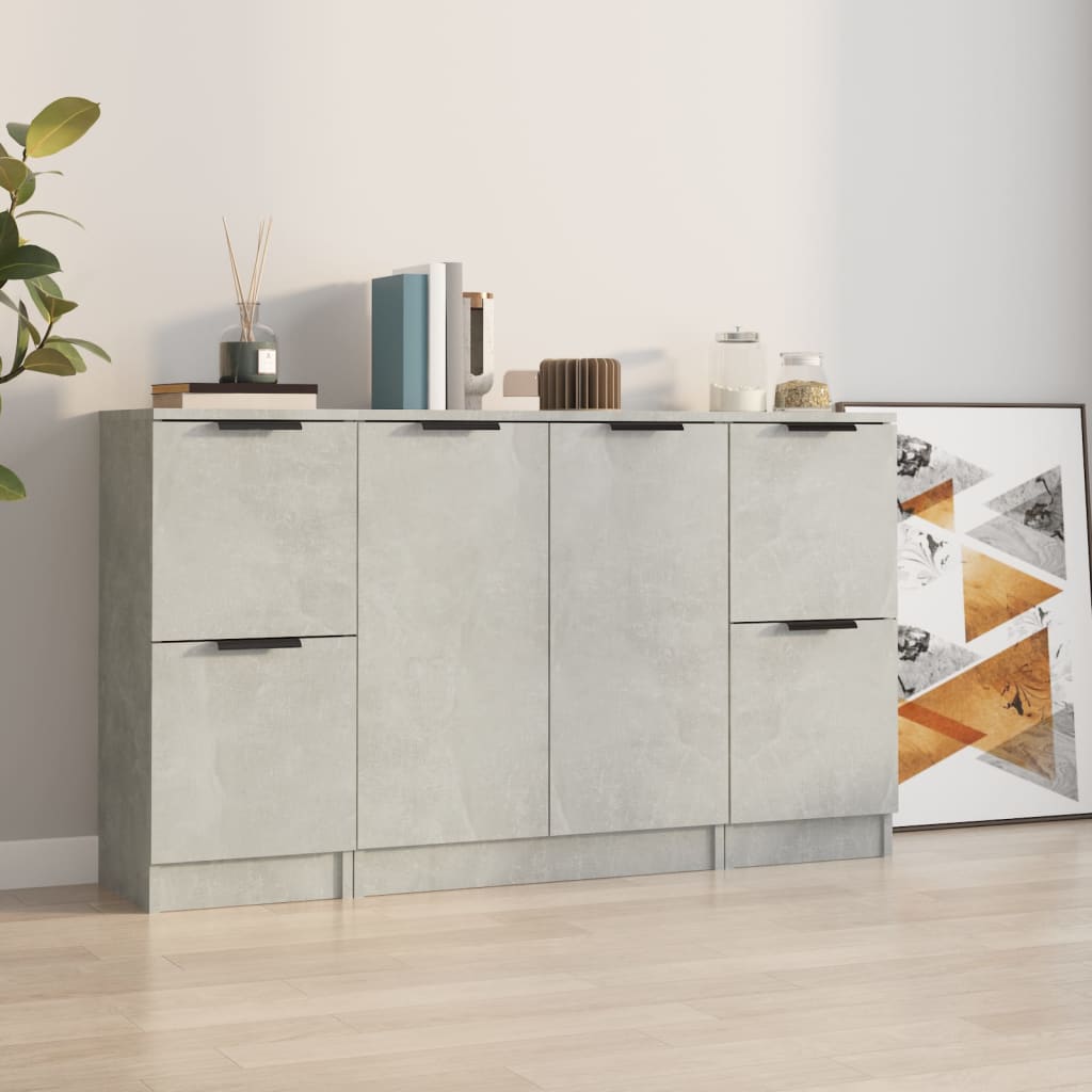 Dressoirs 3 st bewerkt hout betongrijs is nu te koop bij PeponiXL, paradijselijk wonen!