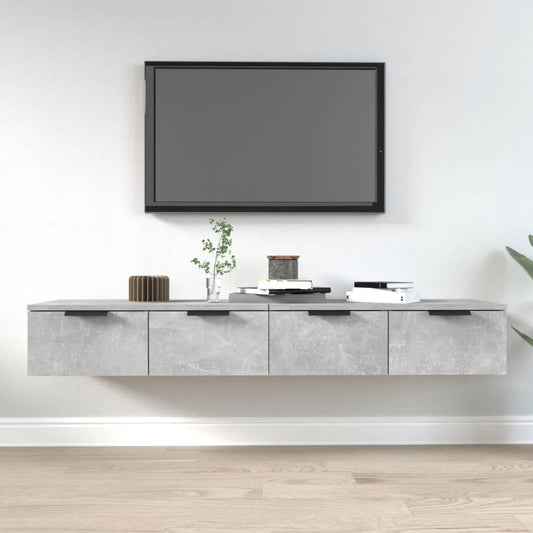 Wandkasten 2 st 68x30x20 cm bewerkt hout betongrijs is nu te koop bij PeponiXL, paradijselijk wonen!