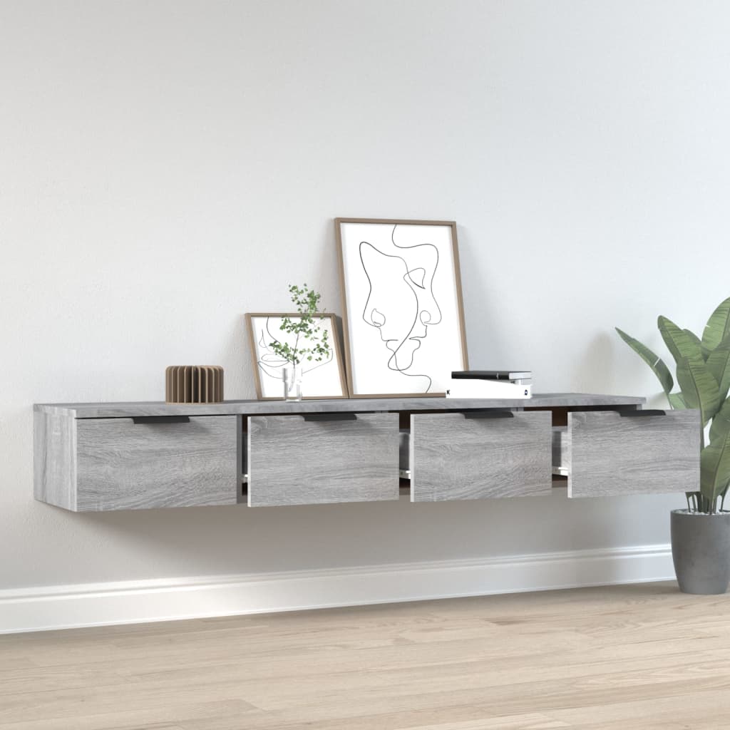 Wandkasten 2 st 68x30x20 cm bewerkt hout grijs sonoma eiken is nu te koop bij PeponiXL, paradijselijk wonen!