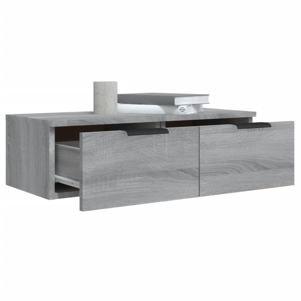 Wandkasten 2 st 68x30x20 cm bewerkt hout grijs sonoma eiken is nu te koop bij PeponiXL, paradijselijk wonen!