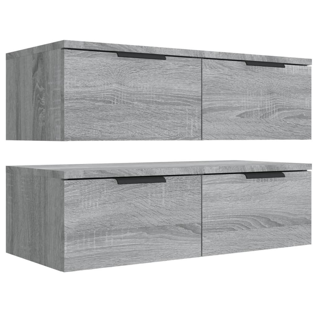 Wandkasten 2 st 68x30x20 cm bewerkt hout grijs sonoma eiken is nu te koop bij PeponiXL, paradijselijk wonen!