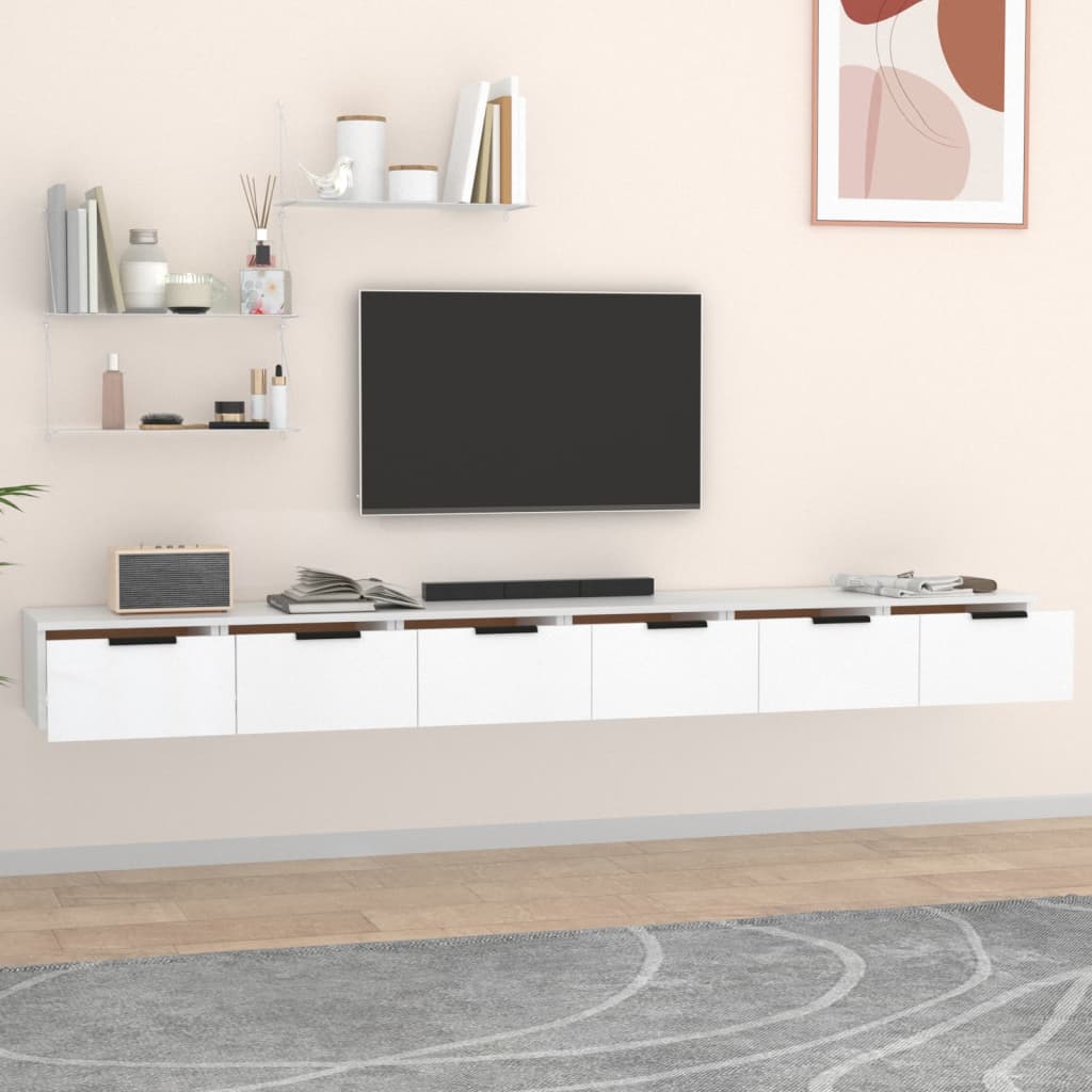 Wandkasten 2 st 102x30x20 cm bewerkt hout wit is nu te koop bij PeponiXL, paradijselijk wonen!