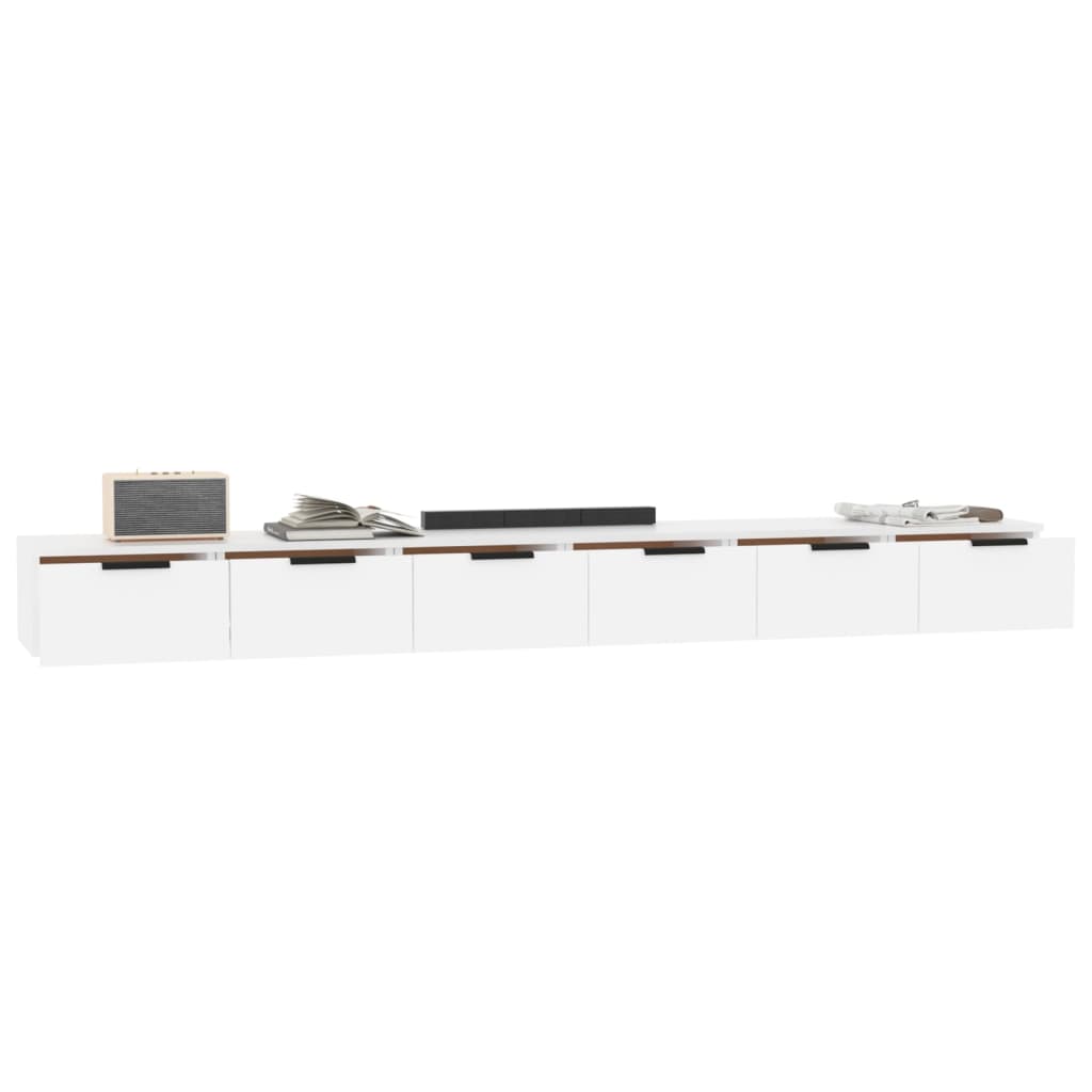 Wandkasten 2 st 102x30x20 cm bewerkt hout wit is nu te koop bij PeponiXL, paradijselijk wonen!