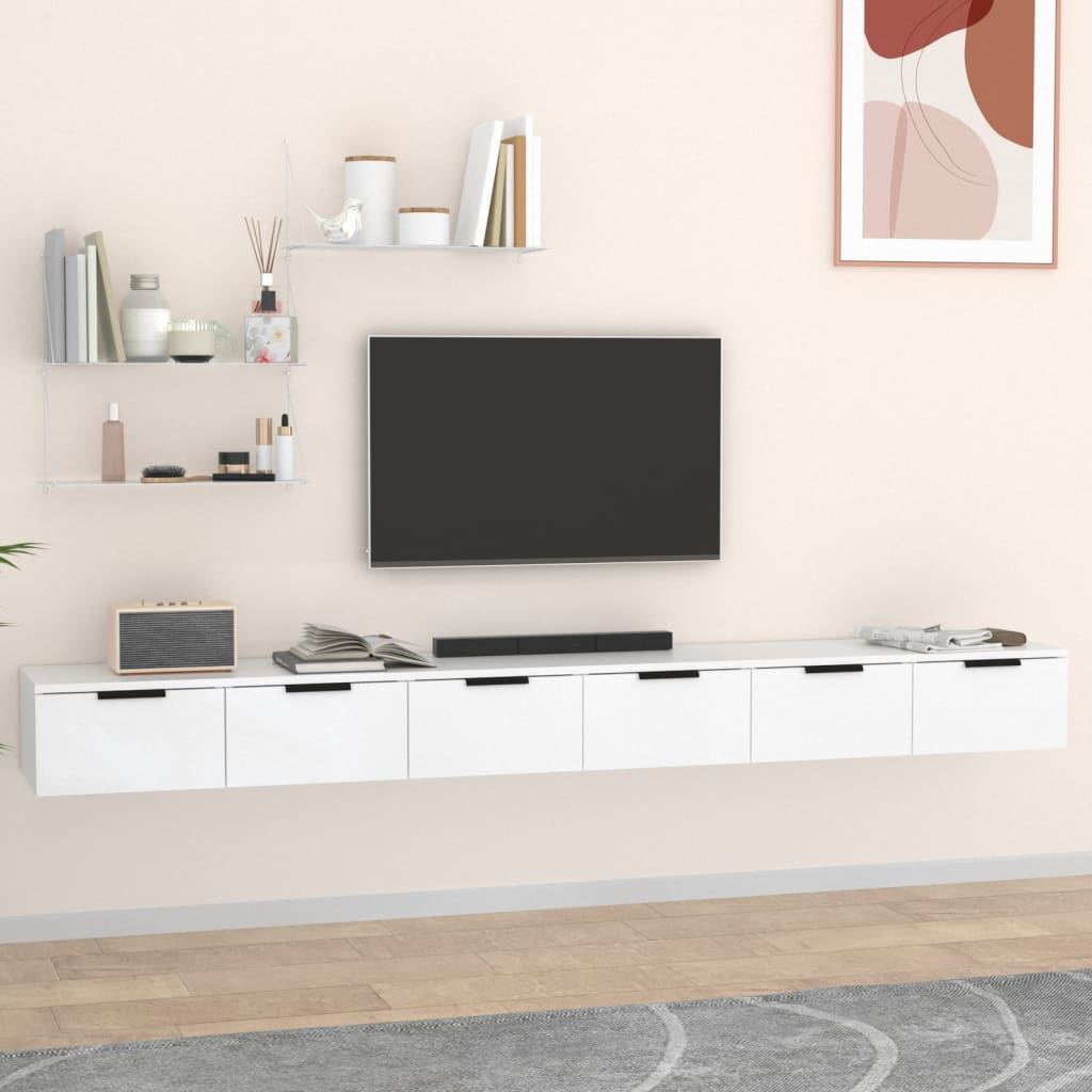 Wandkasten 2 st 102x30x20 cm bewerkt hout wit is nu te koop bij PeponiXL, paradijselijk wonen!