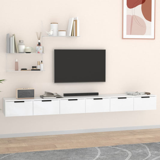 Wandkasten 2 st 102x30x20 cm bewerkt hout wit is nu te koop bij PeponiXL, paradijselijk wonen!