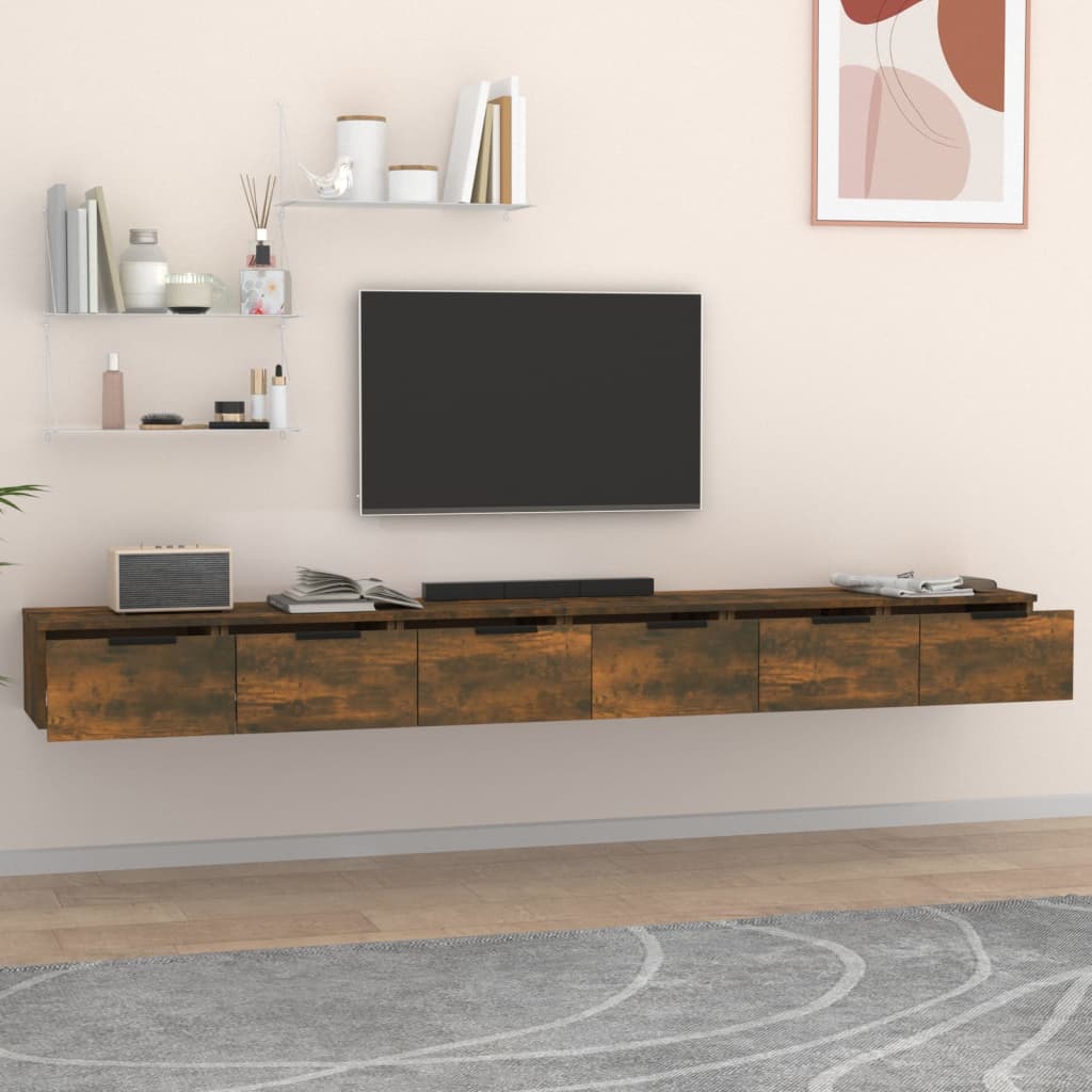 Wandkasten 2 st 102x30x20 bewerkt hout gerookt eikenkleurig is nu te koop bij PeponiXL, paradijselijk wonen!
