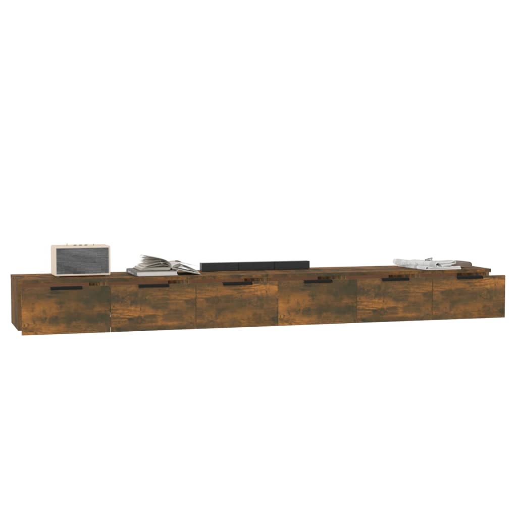 Wandkasten 2 st 102x30x20 bewerkt hout gerookt eikenkleurig is nu te koop bij PeponiXL, paradijselijk wonen!