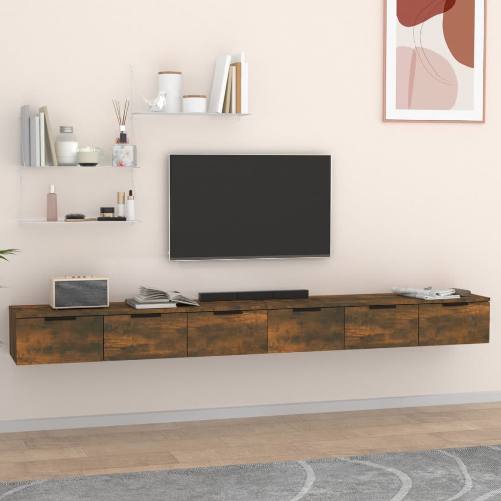 Wandkasten 2 st 102x30x20 bewerkt hout gerookt eikenkleurig is nu te koop bij PeponiXL, paradijselijk wonen!
