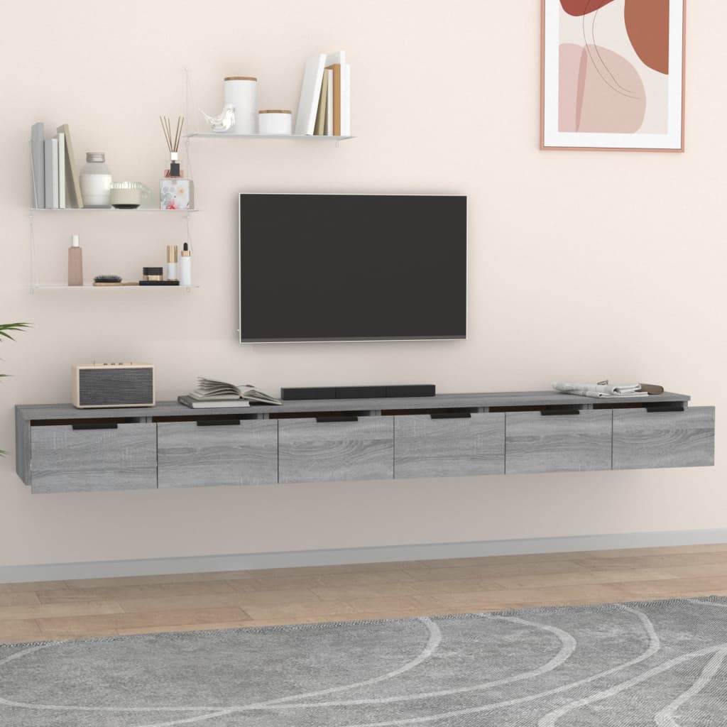 Wandkasten 2 st 102x30x20 cm bewerkt hout grijs sonoma is nu te koop bij PeponiXL, paradijselijk wonen!