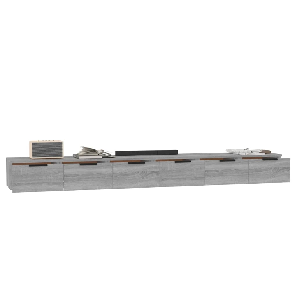 Wandkasten 2 st 102x30x20 cm bewerkt hout grijs sonoma is nu te koop bij PeponiXL, paradijselijk wonen!