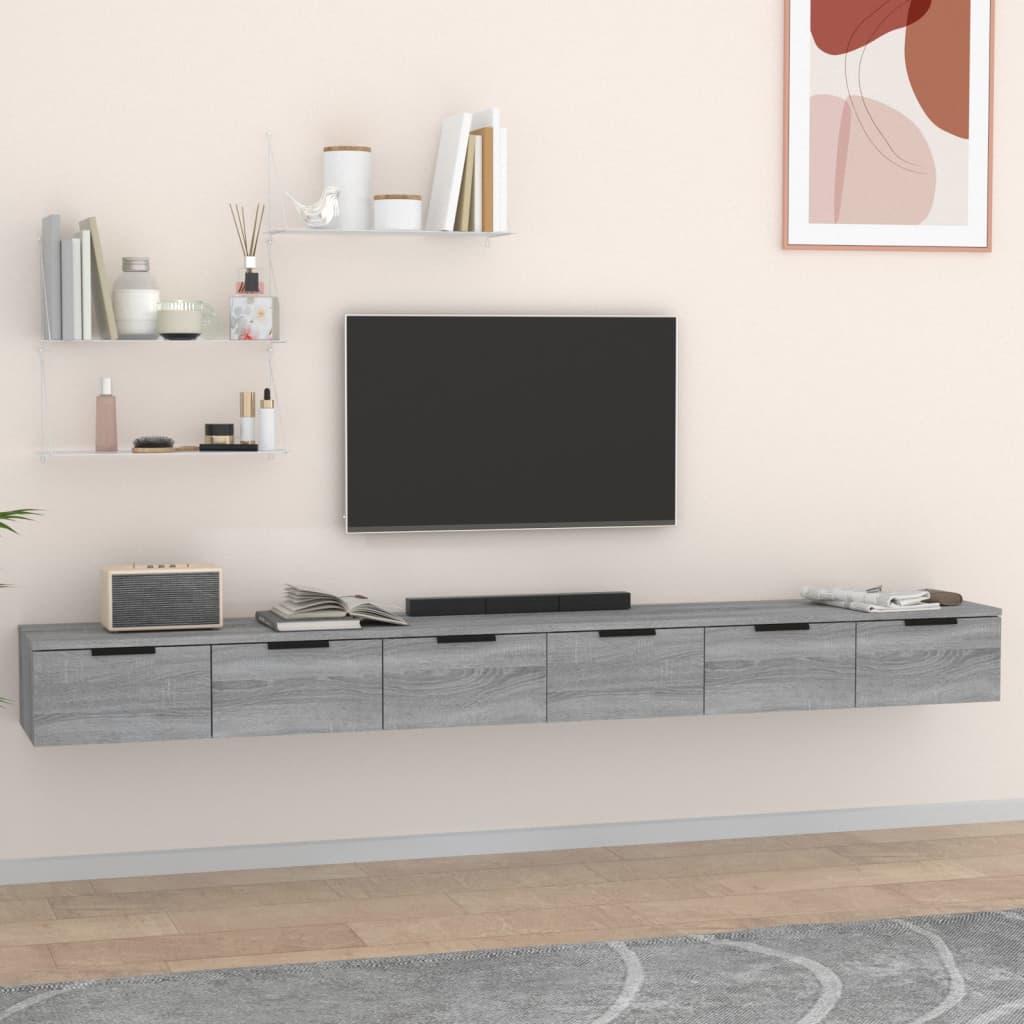 Wandkasten 2 st 102x30x20 cm bewerkt hout grijs sonoma is nu te koop bij PeponiXL, paradijselijk wonen!