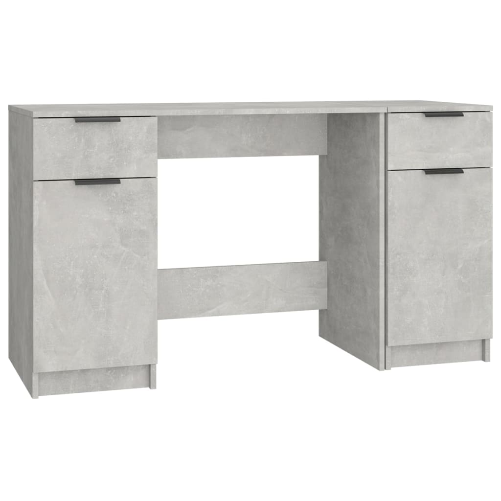 Bureau met bijzetkast bewerkt hout betongrijs is nu te koop bij PeponiXL, paradijselijk wonen!