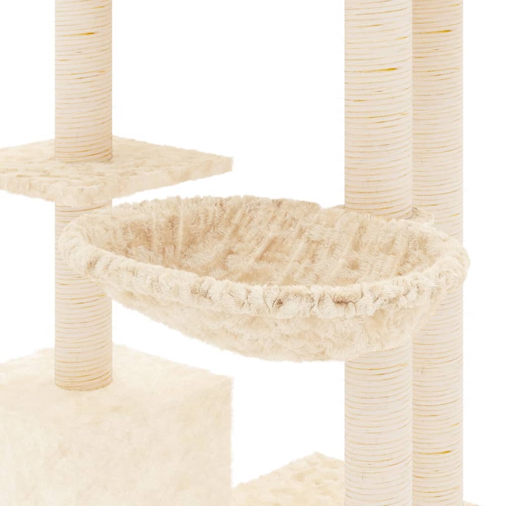 Kattenmeubel met sisal krabpalen 142 cm crèmekleurig is nu te koop bij PeponiXL, paradijselijk wonen!