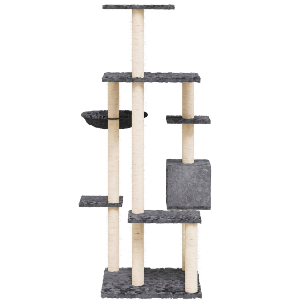 Kattenmeubel met sisal krabpalen 142 cm donkergrijs is nu te koop bij PeponiXL, paradijselijk wonen!