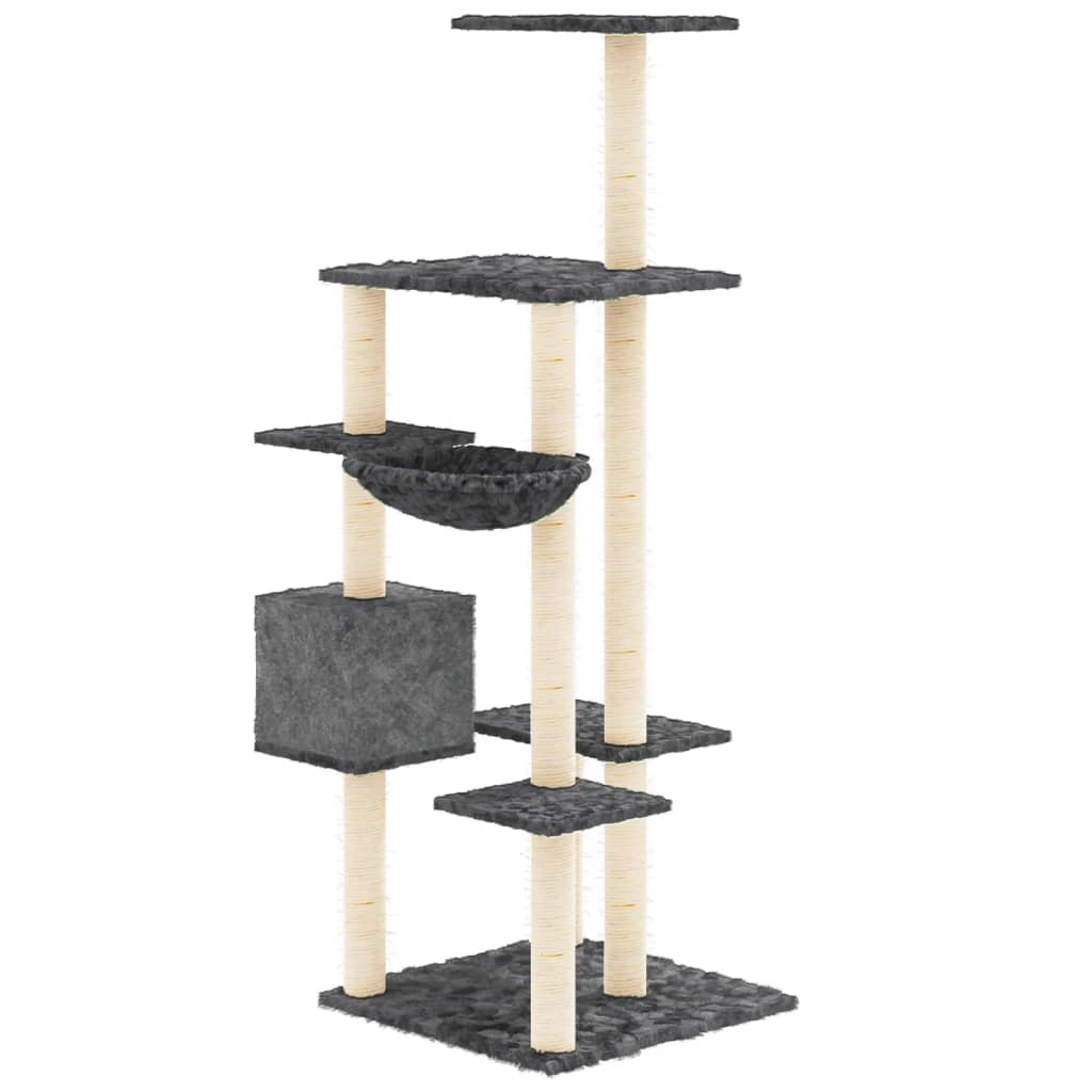 Kattenmeubel met sisal krabpalen 142 cm donkergrijs is nu te koop bij PeponiXL, paradijselijk wonen!