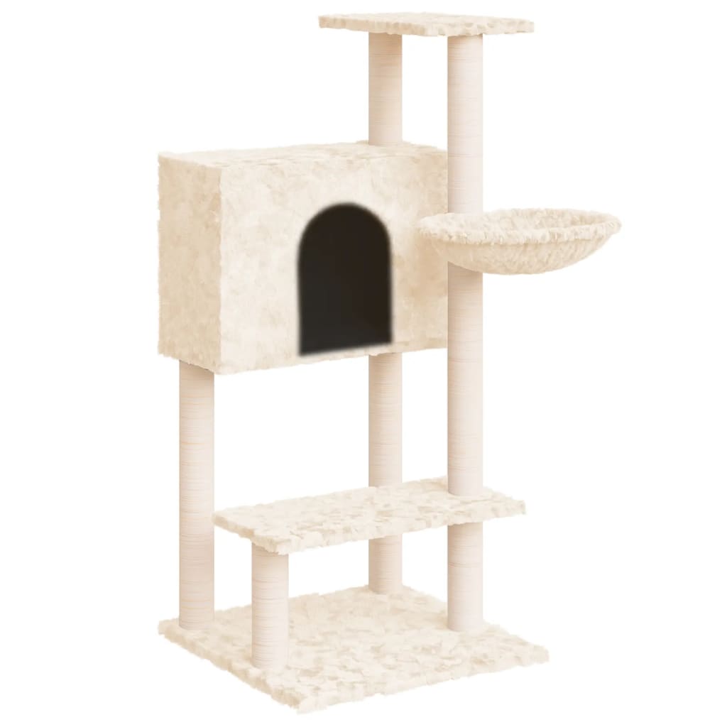 Kattenmeubel met sisal krabpalen 108,5 cm crèmekleurig is nu te koop bij PeponiXL, paradijselijk wonen!